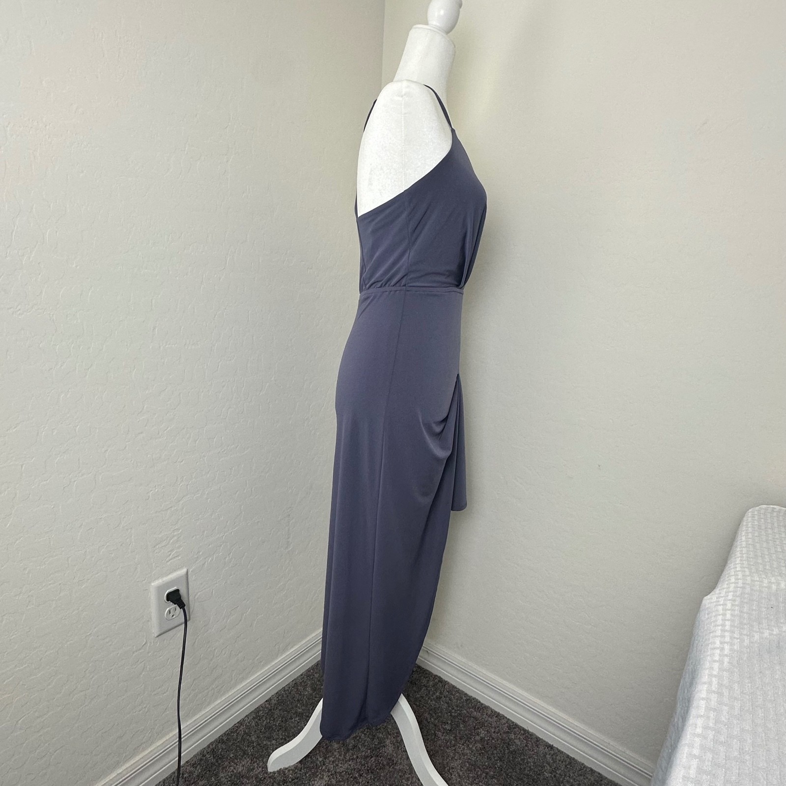 BCBGeneration XXS Vapor Asymmetrical Cocktail Dress V Neck Draped Midi