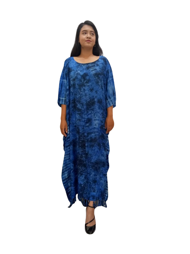 Chic Tye Dye Print Ladies Kaftan Long Ethnic Hand Made Vibrant Large Womens Cool