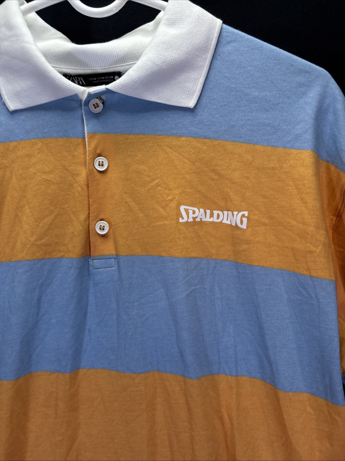 Zara Spalding Womens Orange Blue Polo Striped L/S Preppy Shirt Dress M