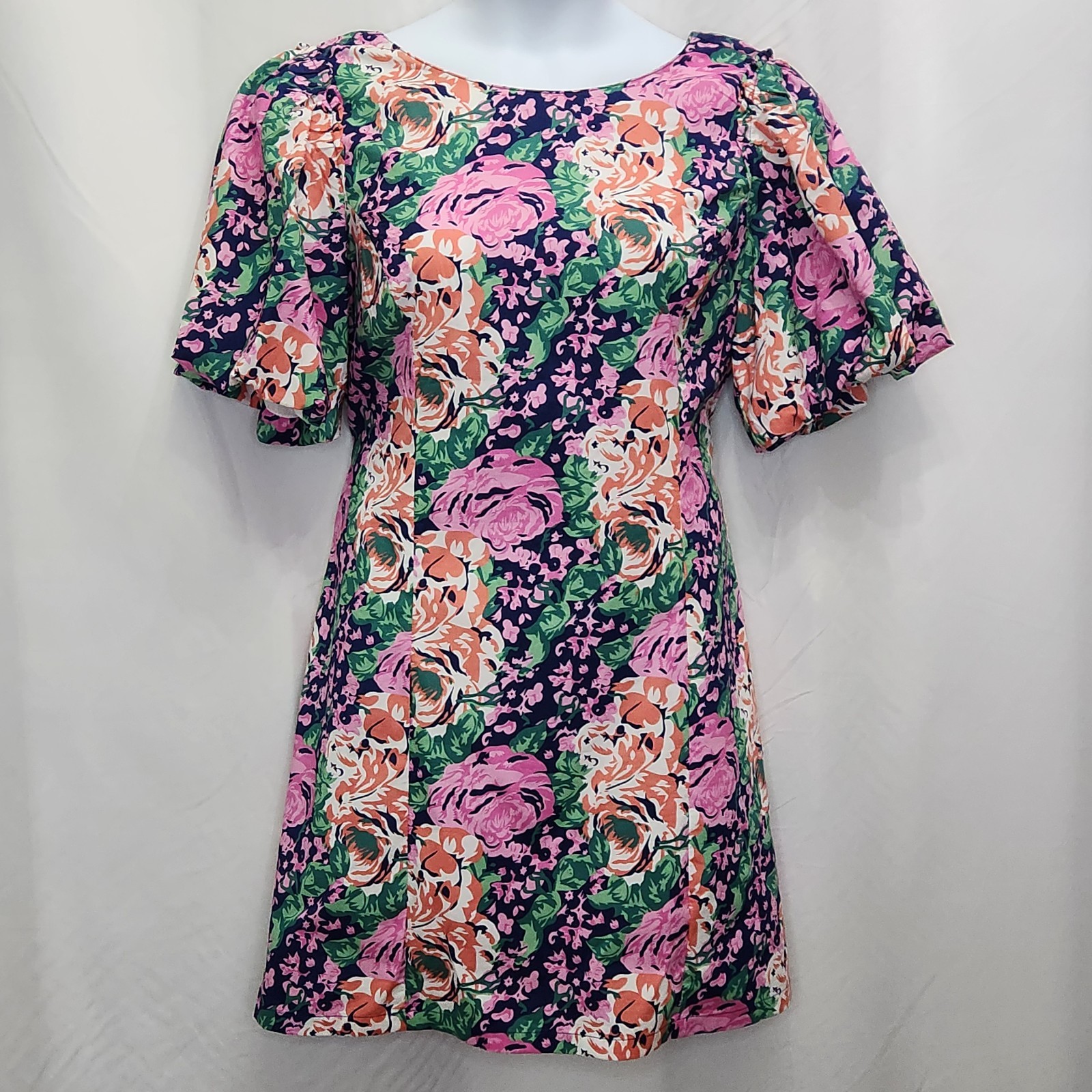 NEW Melloday Floral Puff Sleeve Mini Dress Women XL Casual Spring Pockets S07D