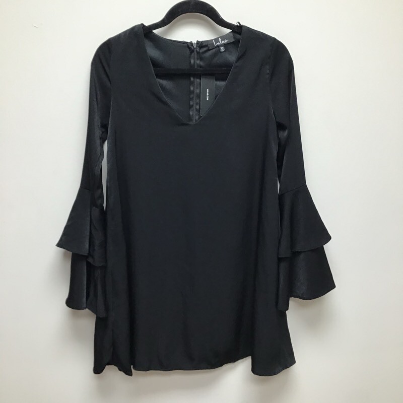 Lulus Womens Shift Dress Black V Neck Bell Sleeve Zipper United States XS New