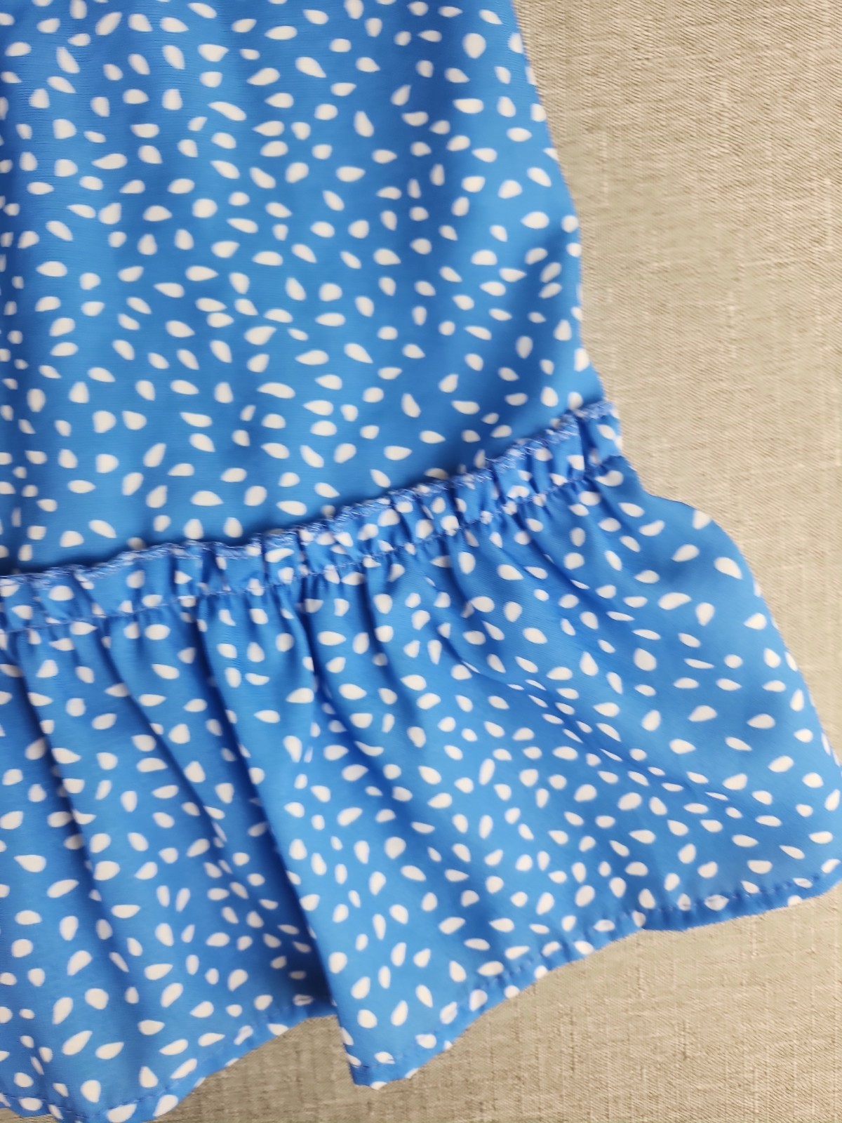 Milkmaid Style Blue Floral Smocked Mini Dress Ruffle Cap Sleeve Medium Flirty