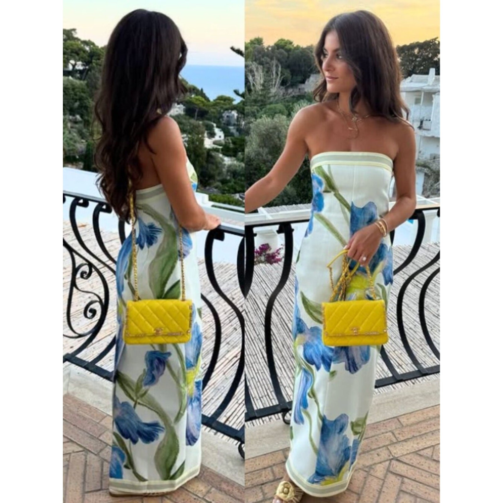 Significant Other Tess Dress Iris Bouquet Strapless Blue Floral Midi NWT Size 16