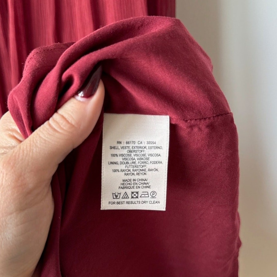 Anthropologie Floreat Saffa Chiffon Tiered Maxi Peasant Dress Women Size S Wine