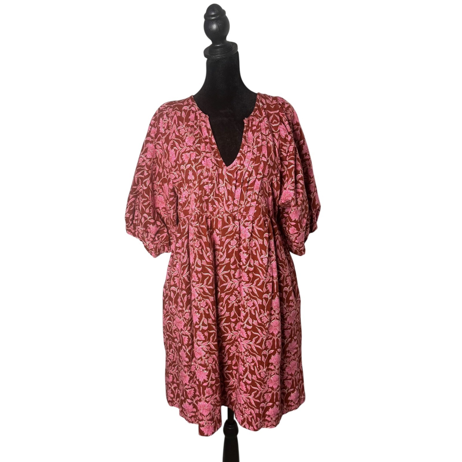 Universal Thread Puff Sleeve Mini Dress Size S Pockets Floral Prairie Feminine