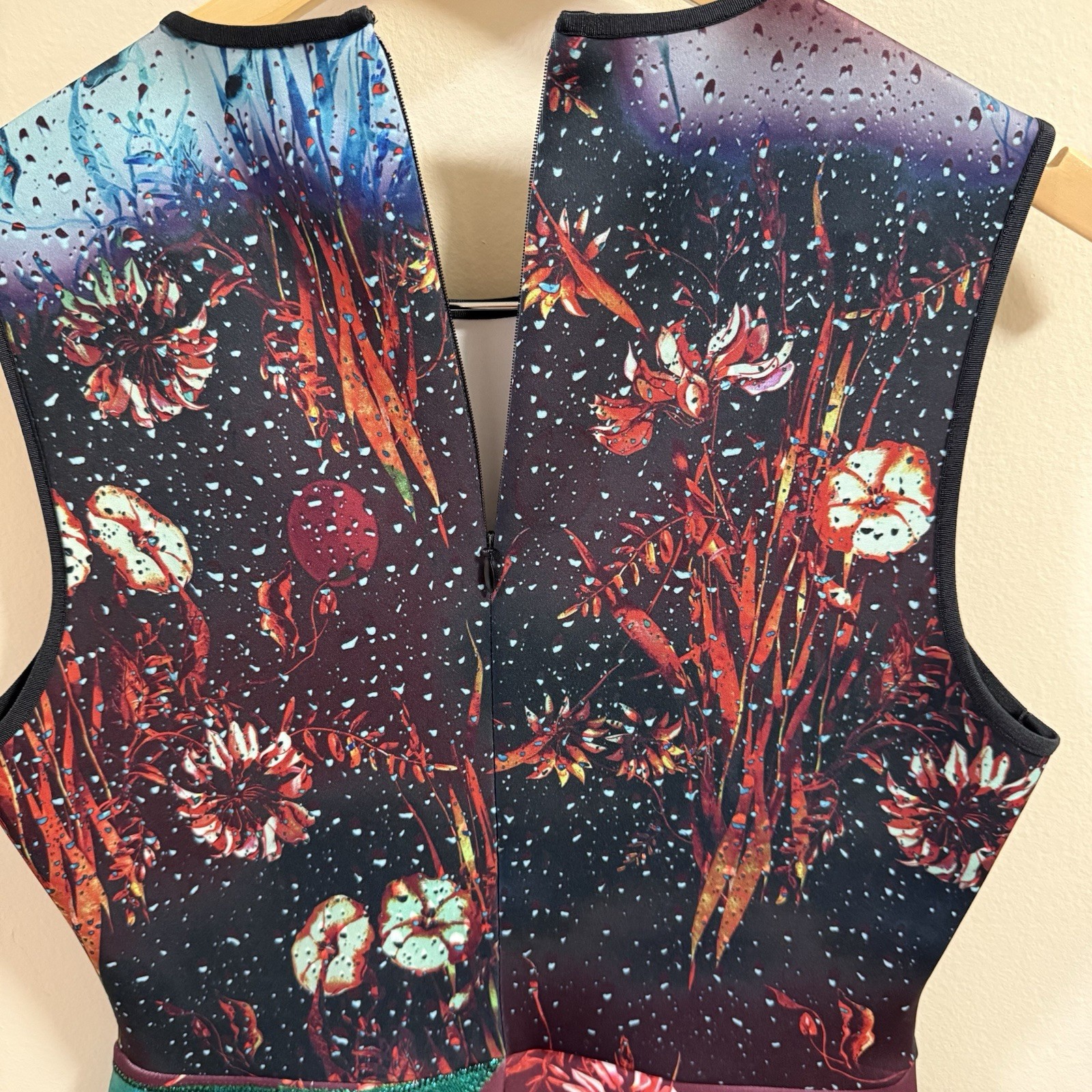 CLOVER CANYON Large Floral Abstract Digital Print Fit Flare Mini Dress