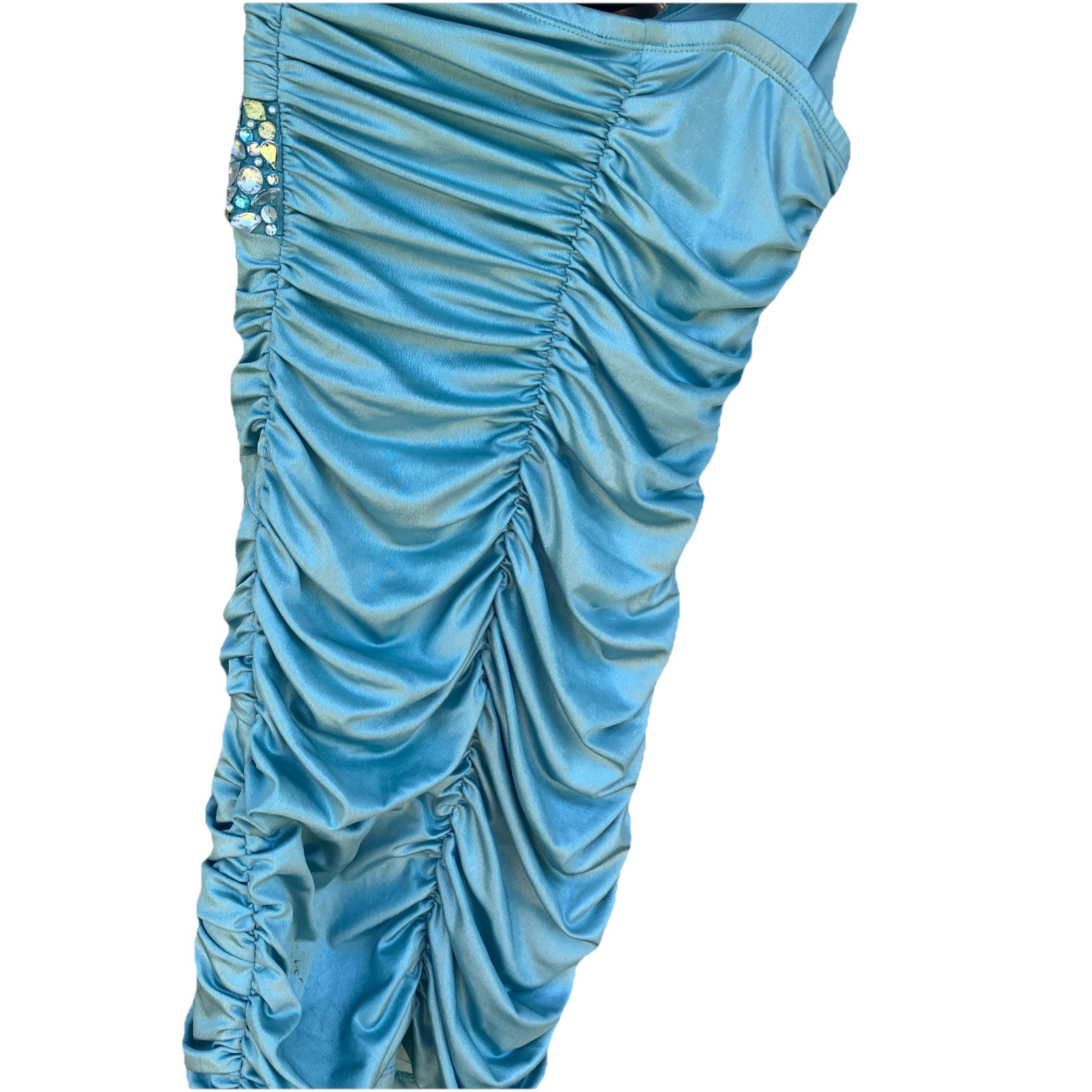 Aqua Jodi Christopher Size S Embellished 1-shoulder , Ruched Prom/Wedding