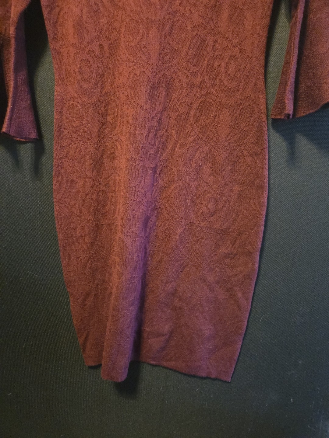 Taylor Factory Maroon Shift Dress Size Large Round Neck Split Sleeve