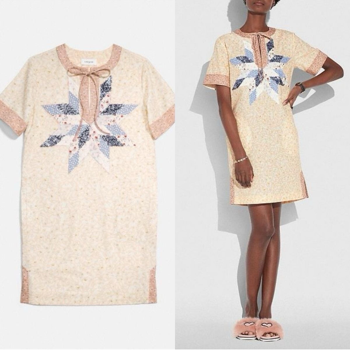 Coach X Keith Haring Quilted Patchwork T Shirt Dress Size 2 NWT Retail $495