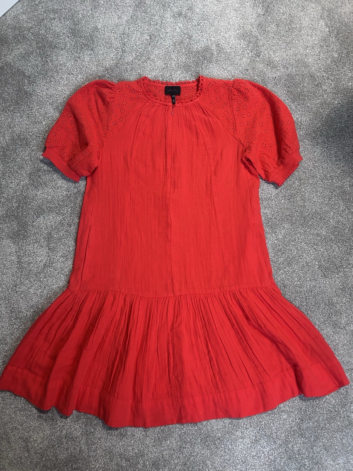 ME+EM Poppy Red Embroidered Cheesecloth Swing Mini Dress UK 8 New Without Tags