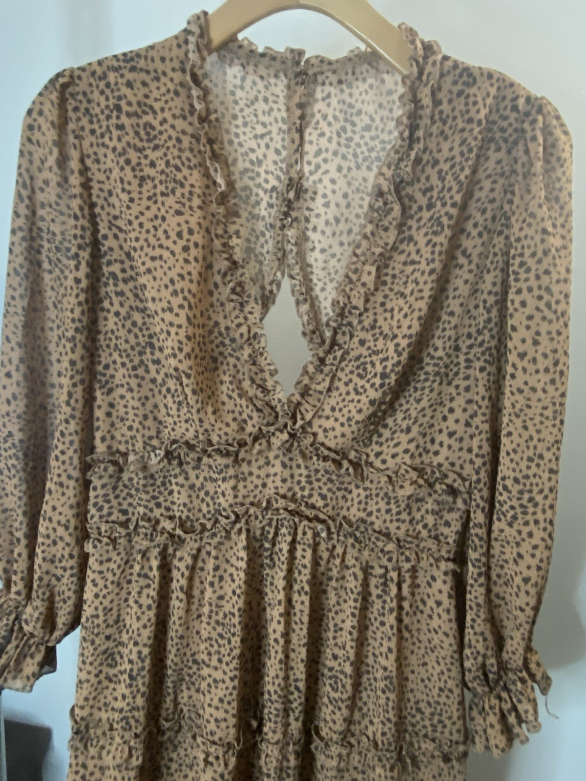 Leopard print ruffle mini| Romantic date night| Empire waist boho dress