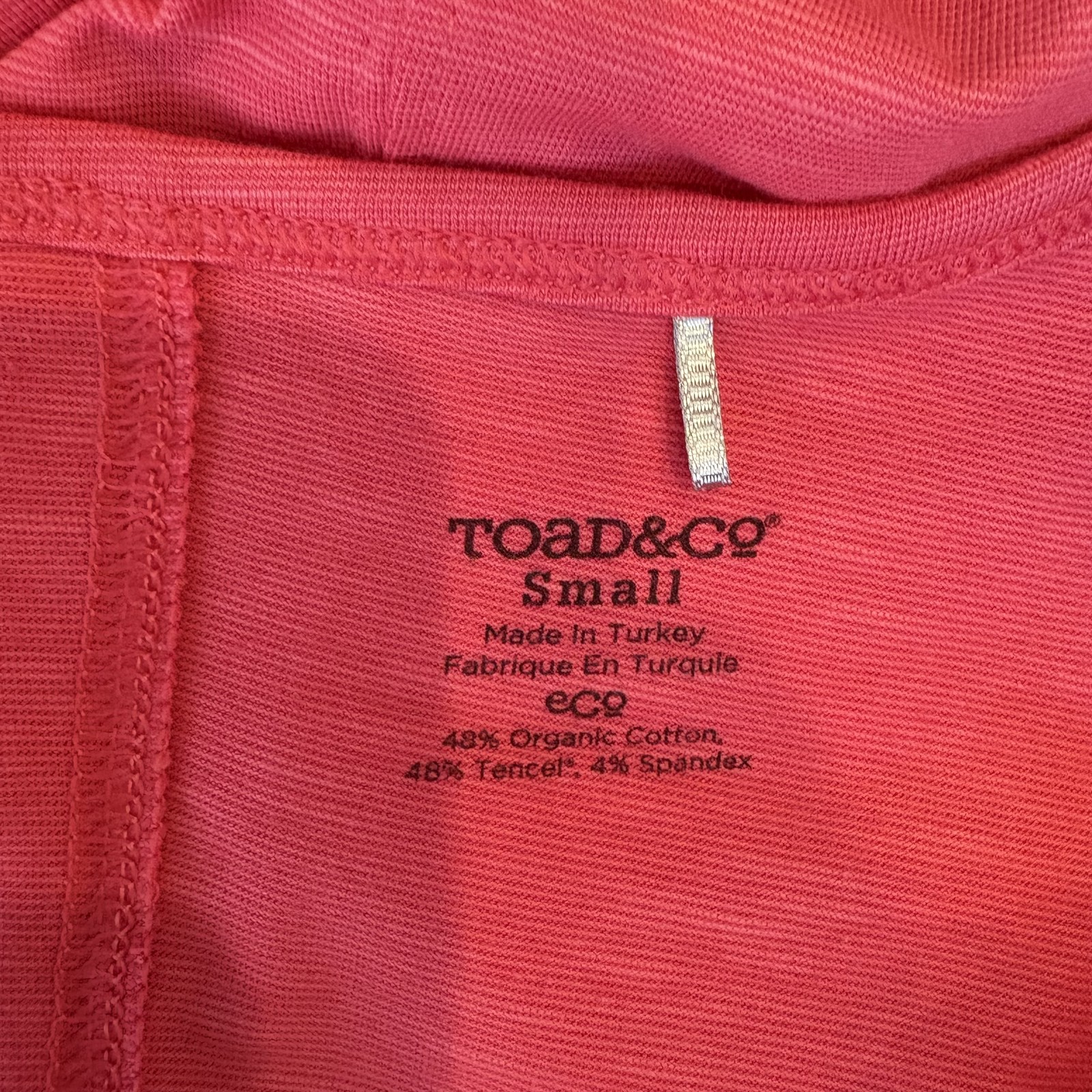 Toad&Co Dress Womens Small Pink Short Sleeve V Neck Organic Cotton Tencel Pocket