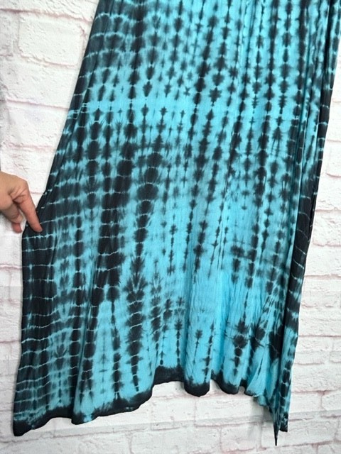 Small/Medium New Tie Dye Gray Black Aqua Blue Gauze Slip Dress Beach Cover 50$