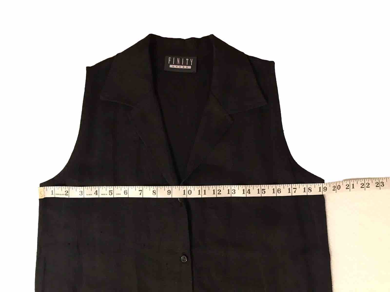 Finity Linen Maxi Dress Women 8 Black Button Down Lagenlook Coastal Boho Beach