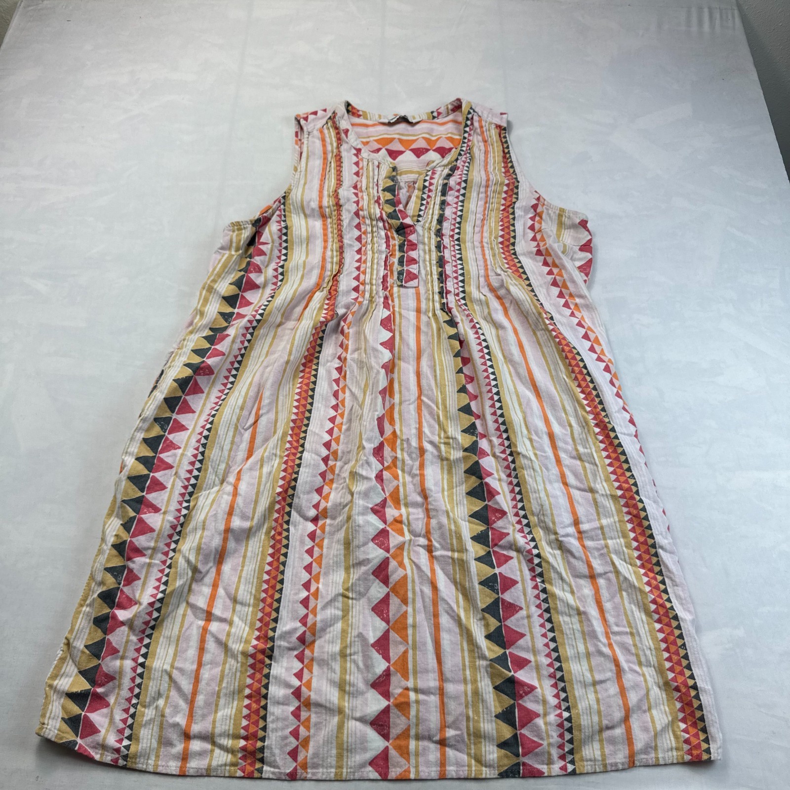 Sonoma Goods For Life Shift Dress Womens L Multi Striped Linen Blend Sleeveless