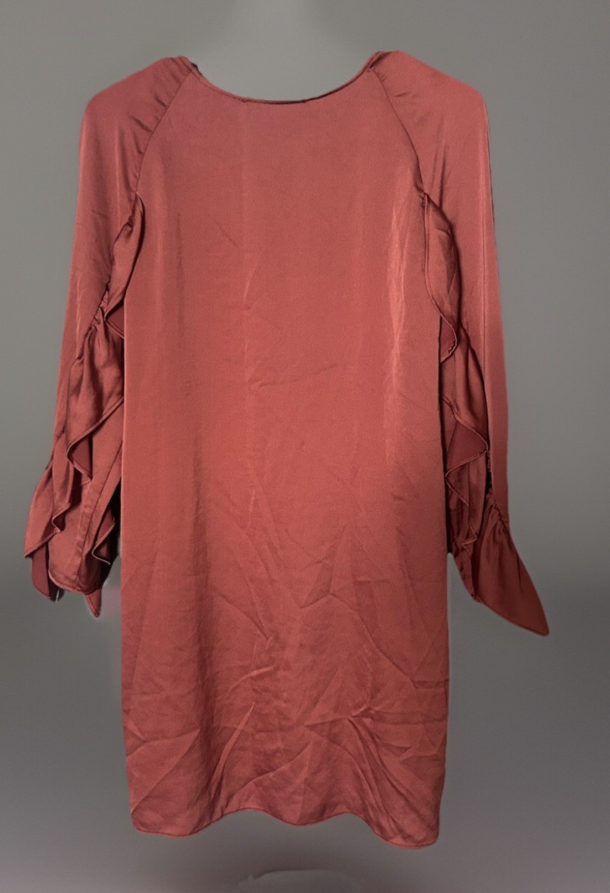Zara vintage Marv pink ruffle sleeve satin dress/shirt size medium