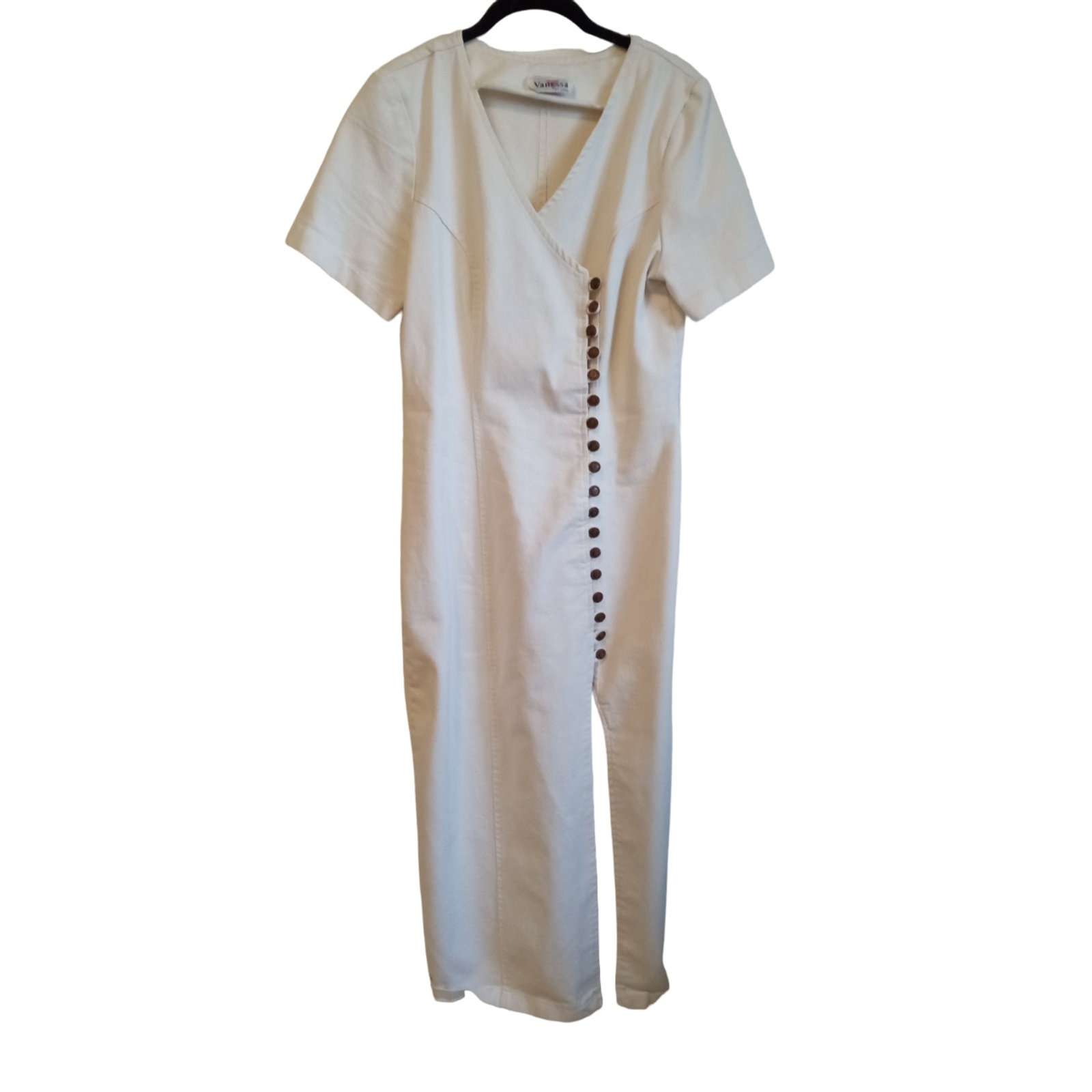 Vanessa by Lira off White denim button side open slit from maxi dress