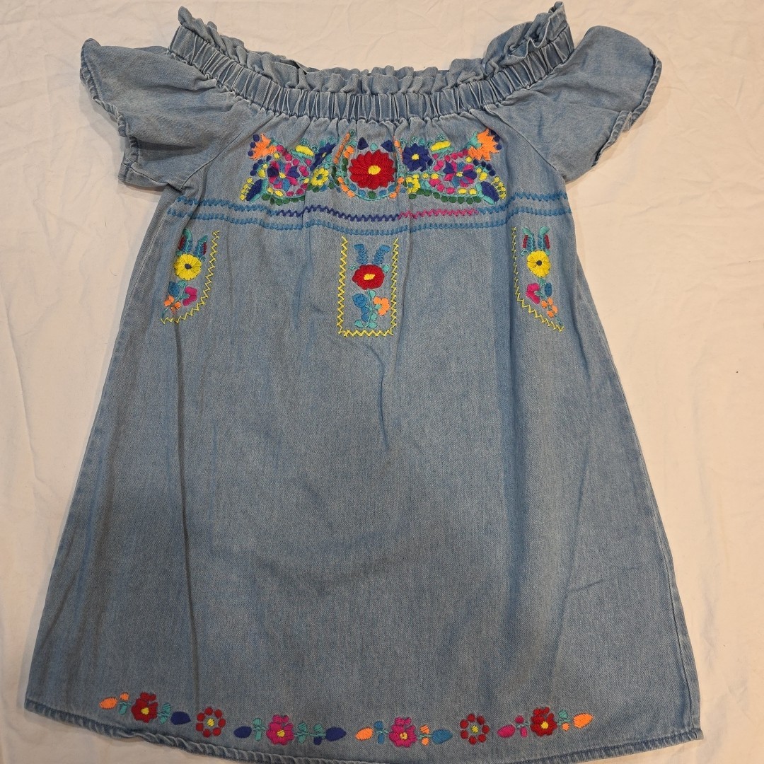 Karlie Medium Embroidered Mexican dress Karlie off-the-shoulder Denim Mini Dress