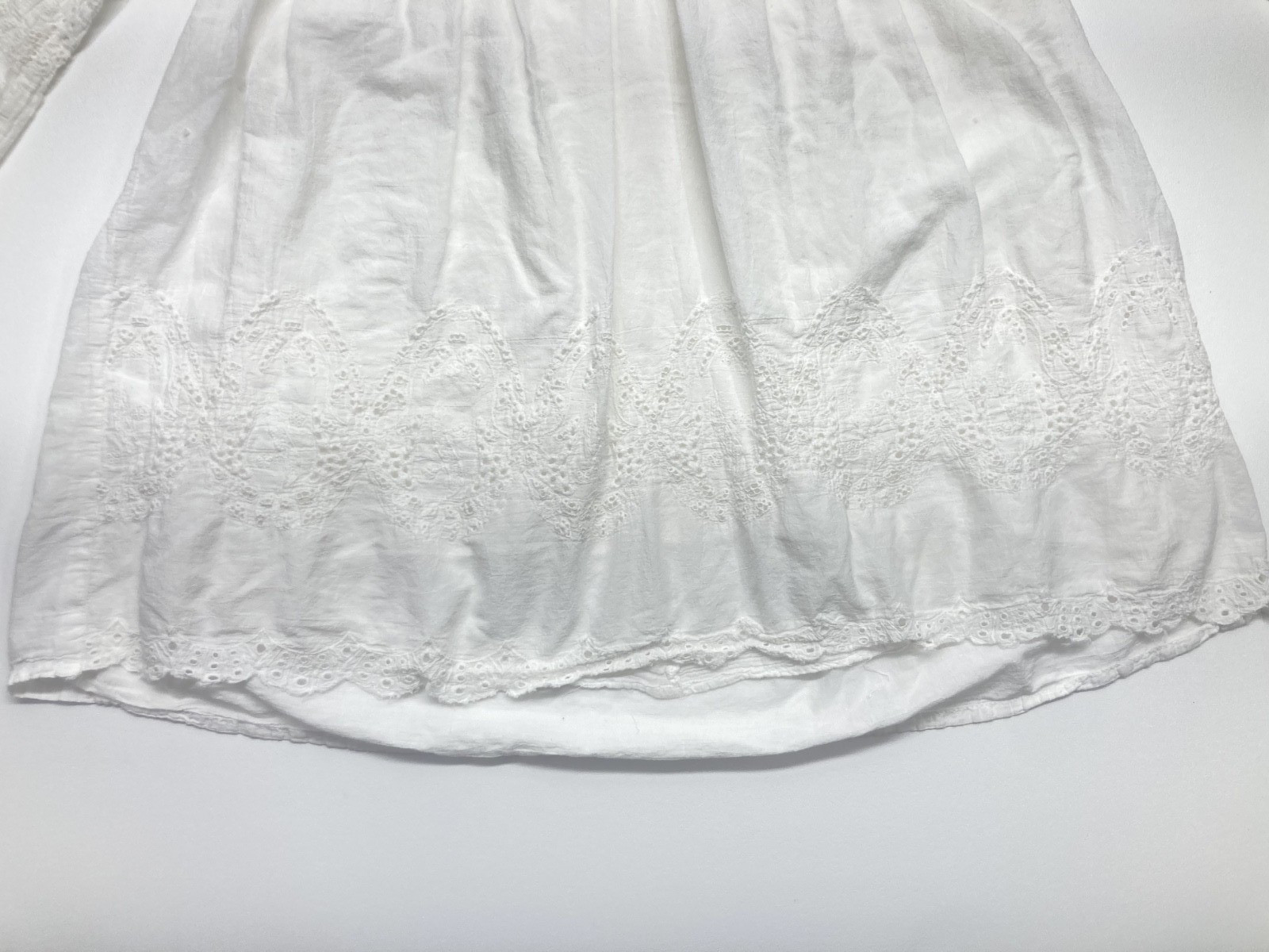 Cute Options 100% Cotton White Tunic Embellished Lined Dress Women’s Size M