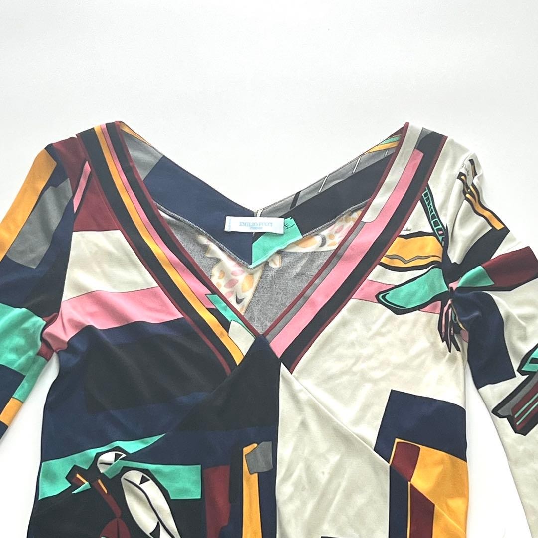 EMILIO PUCCI Geometric Print One piece Dress US 4 Used, Good Condition F/JPN