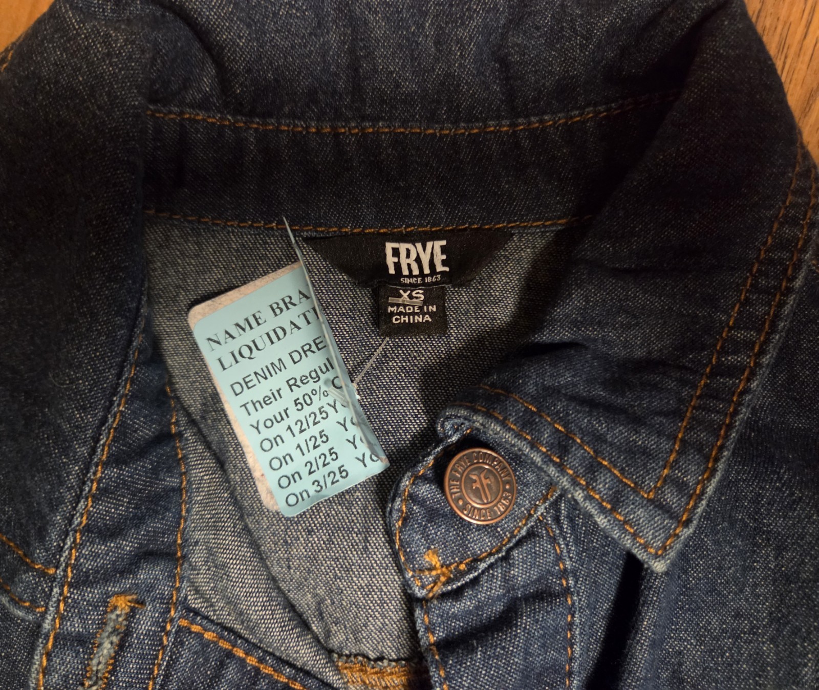 Frye Longsleave Jean Dress, Dark Wash, Size XS, New