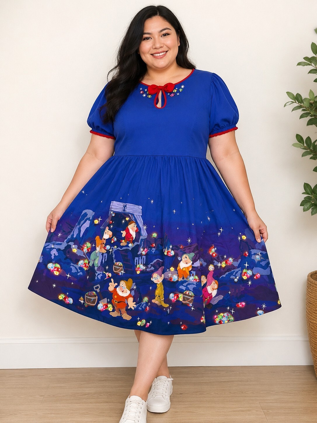 Disney Stitch Shoppe by Loungefly Snow White Seven Dwarfs Dress Blue Red Bow