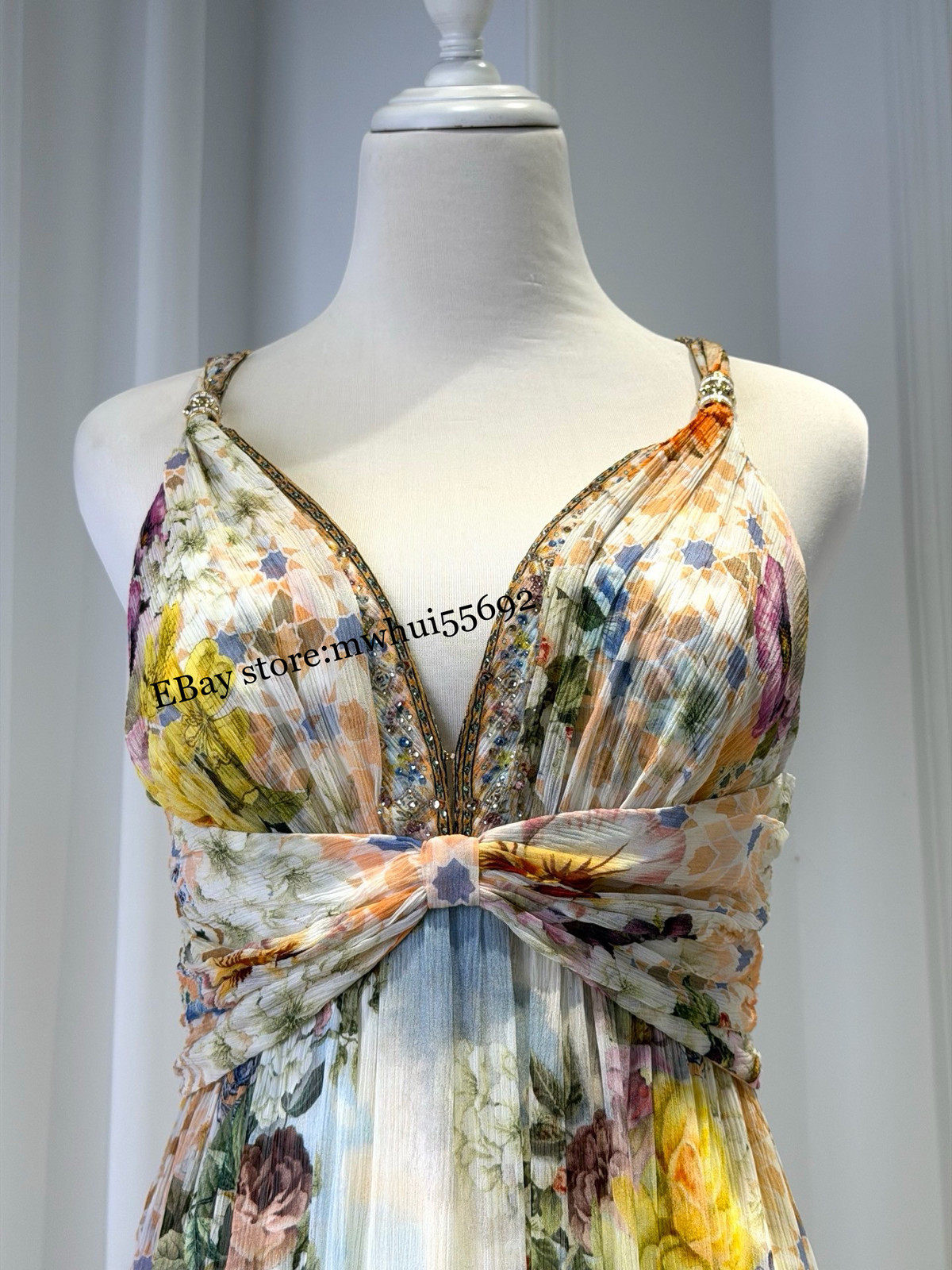 CAMILLA luxury elegant temperament holiday Maxi Dresses V-neck sleeveless 2026