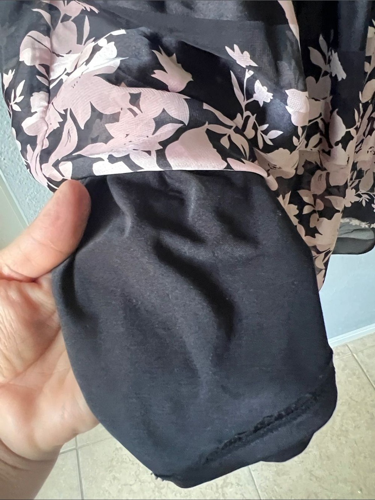 Max Edition Black Midi Dress with Pink Floral Border