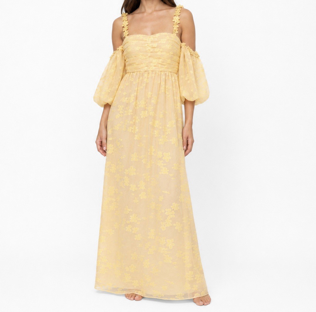 Hofmann Copenhagen Irina Maxi Dress EU 38 US 6 Boho Fairy Floral Empire Yellow