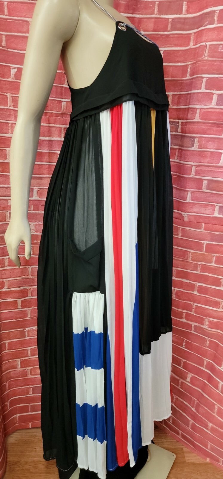 Alpha & Omega BOHO MODERN Pleated Multicolor Women’s Maxi Dress Size S #C7
