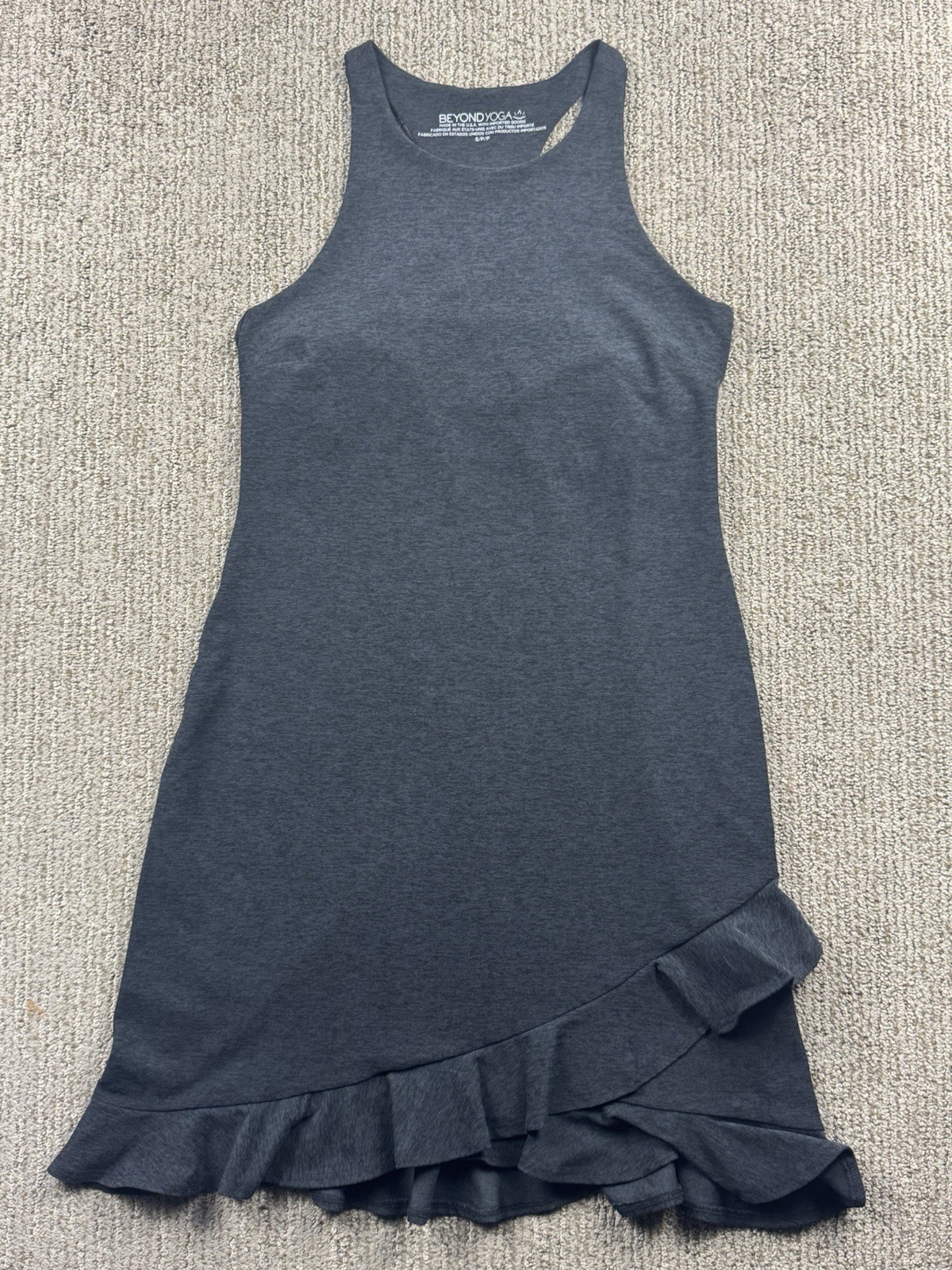 Beyond Yoga Womens S Spacedye Ruffled Up High Neck Racerback Dress
