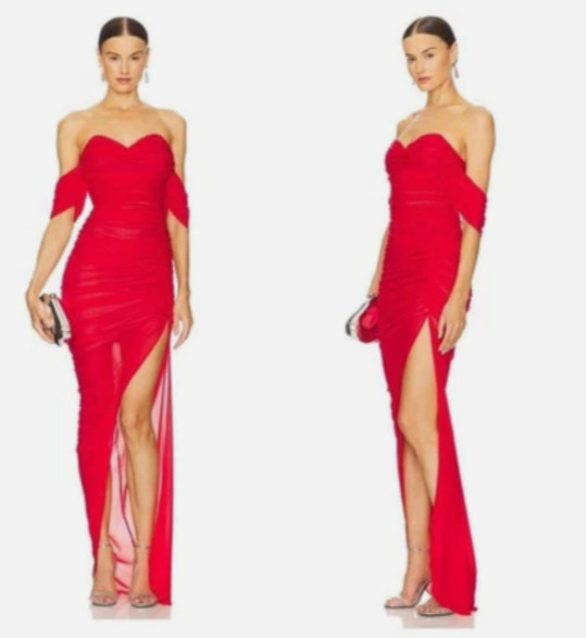 NWT Nookie Dita Mesh Gown in Red Strapless Romantic Party Cocktail S NWT $369