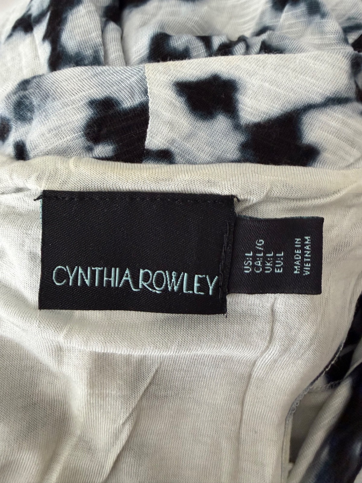 Cynthia Rowley Navy & White Tie-Dye Sleeveless Cowl Neck Maxi Dress – SIZE L
