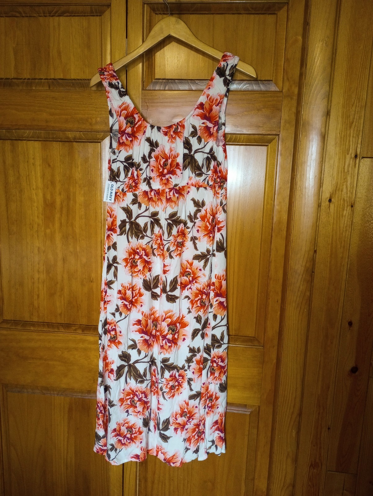 NWT Old Navy Small Sleeveless Scoop Neck Floral Milkmaid Maxi Dress Rayon New