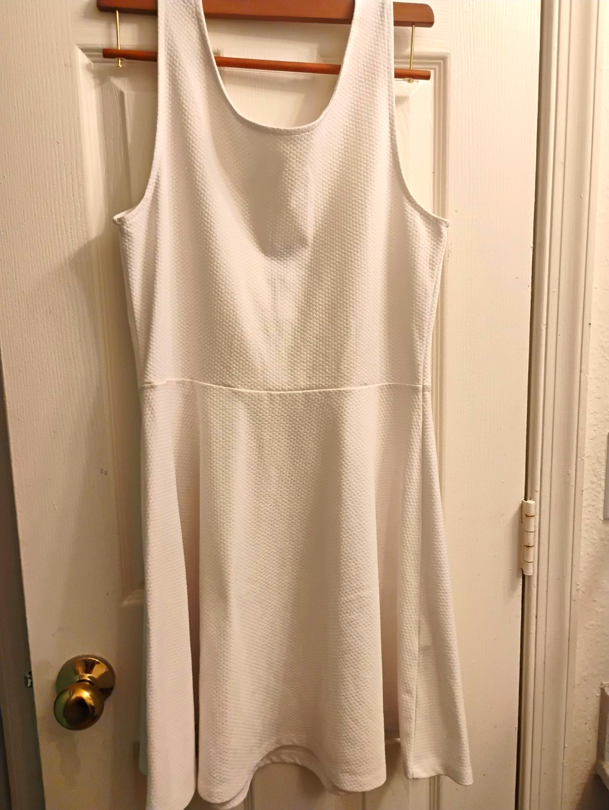 H&M Womens White A-Line Knee Dress Scoop Neck Sleeveless Cutout Stretch M