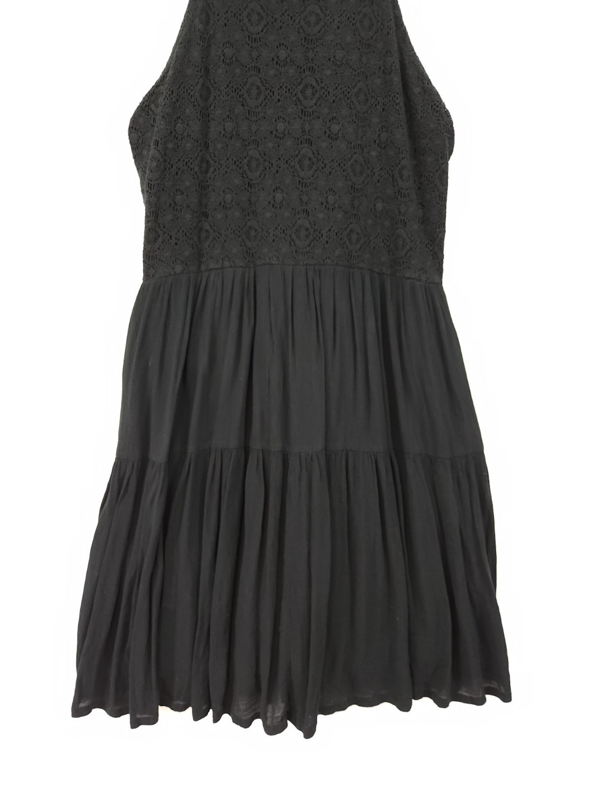 Abercrombie Fitch Womens Small Black Lace Halter Mini Dress Tiered Sundress