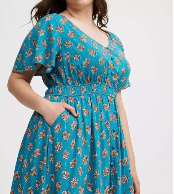 Torrid Chaliss Button Front Maxi Dress