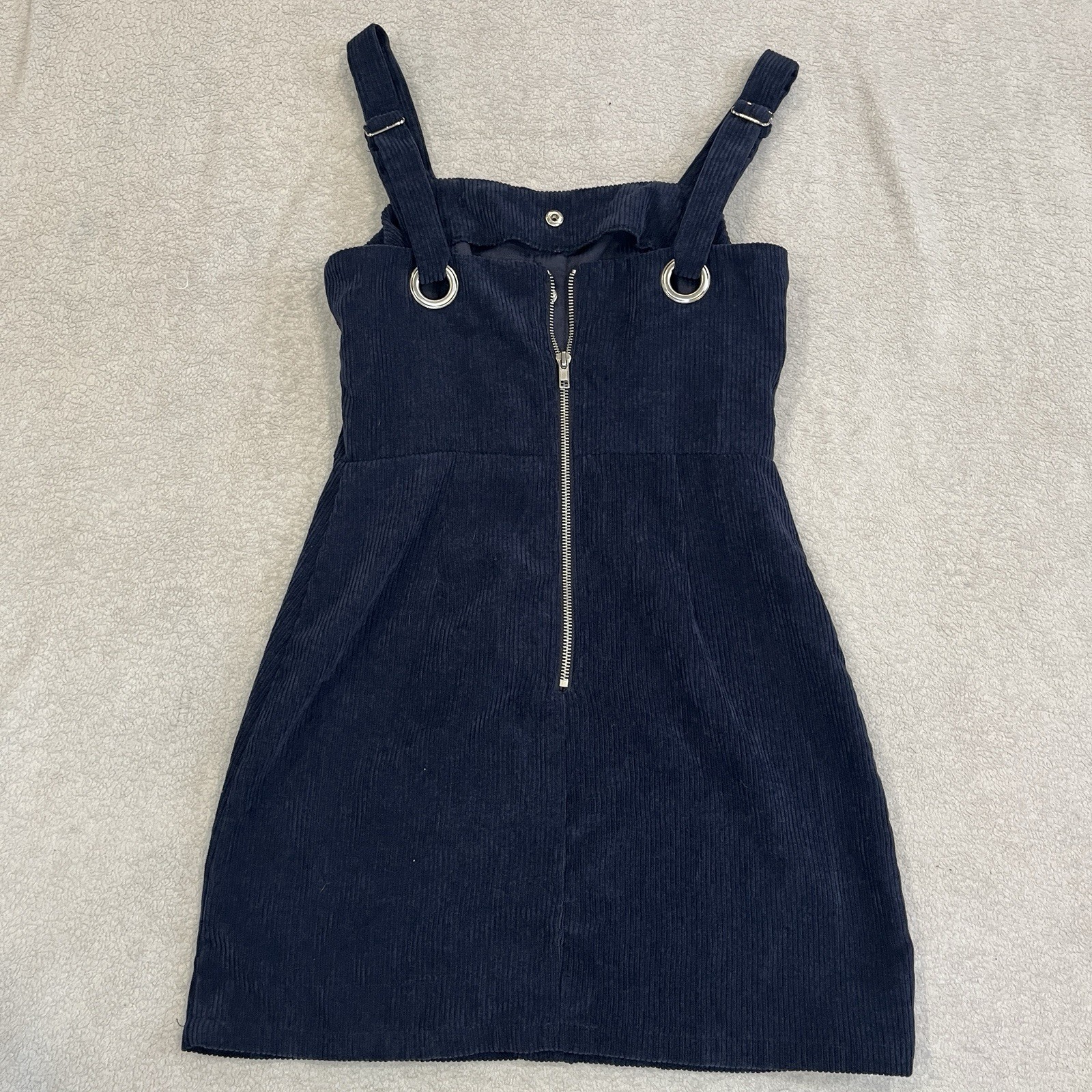 Lulus Womens XS Button Front Corduroy Mini Dress Sweet Contentment Blue Short