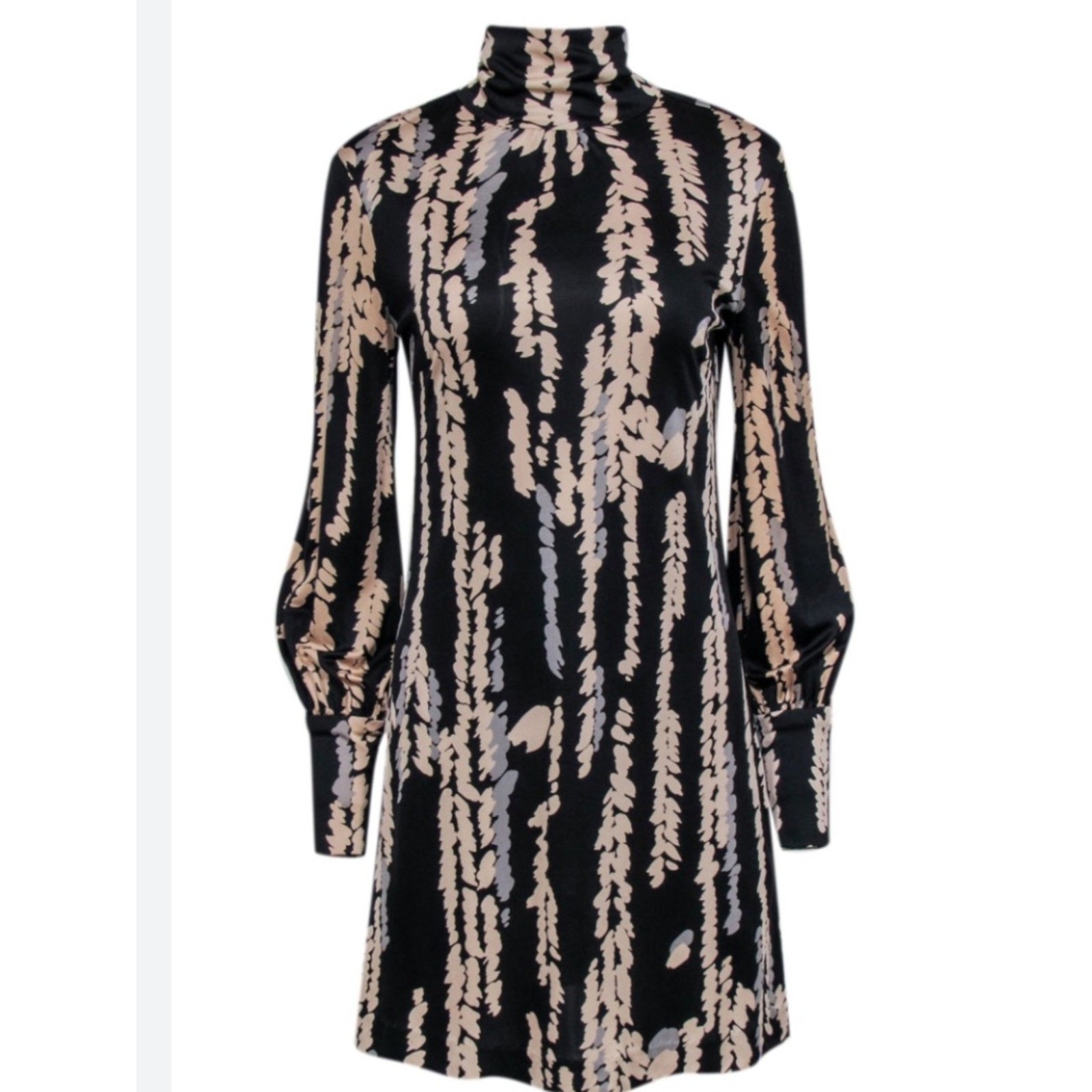 Trina Turk 100% Silk Willow Print Long Sleeve Shift Dress Sz 10