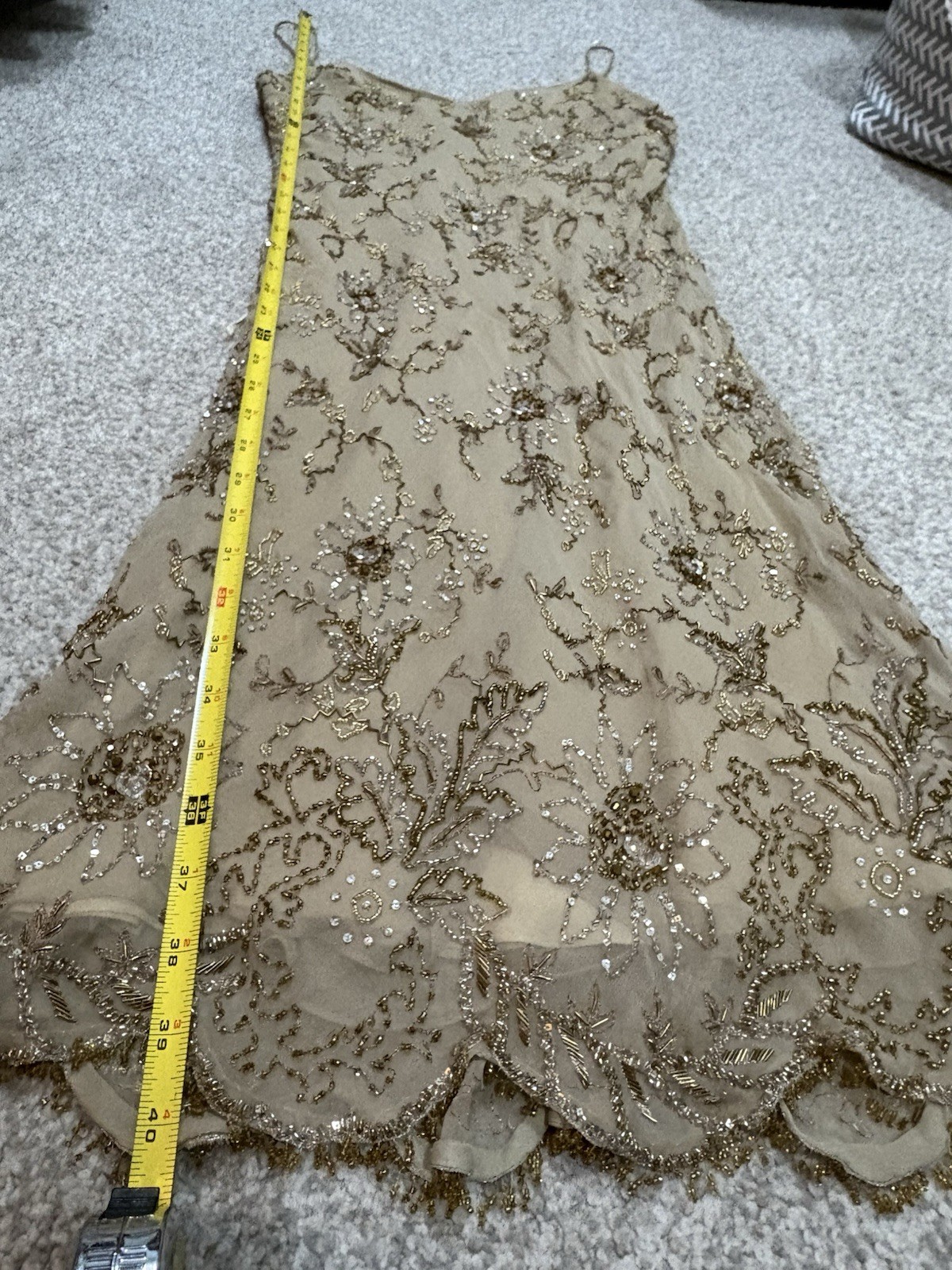 Ralph Lauren Collection Floral Silk Beaded Slip Dress Embellished Bias Vintage