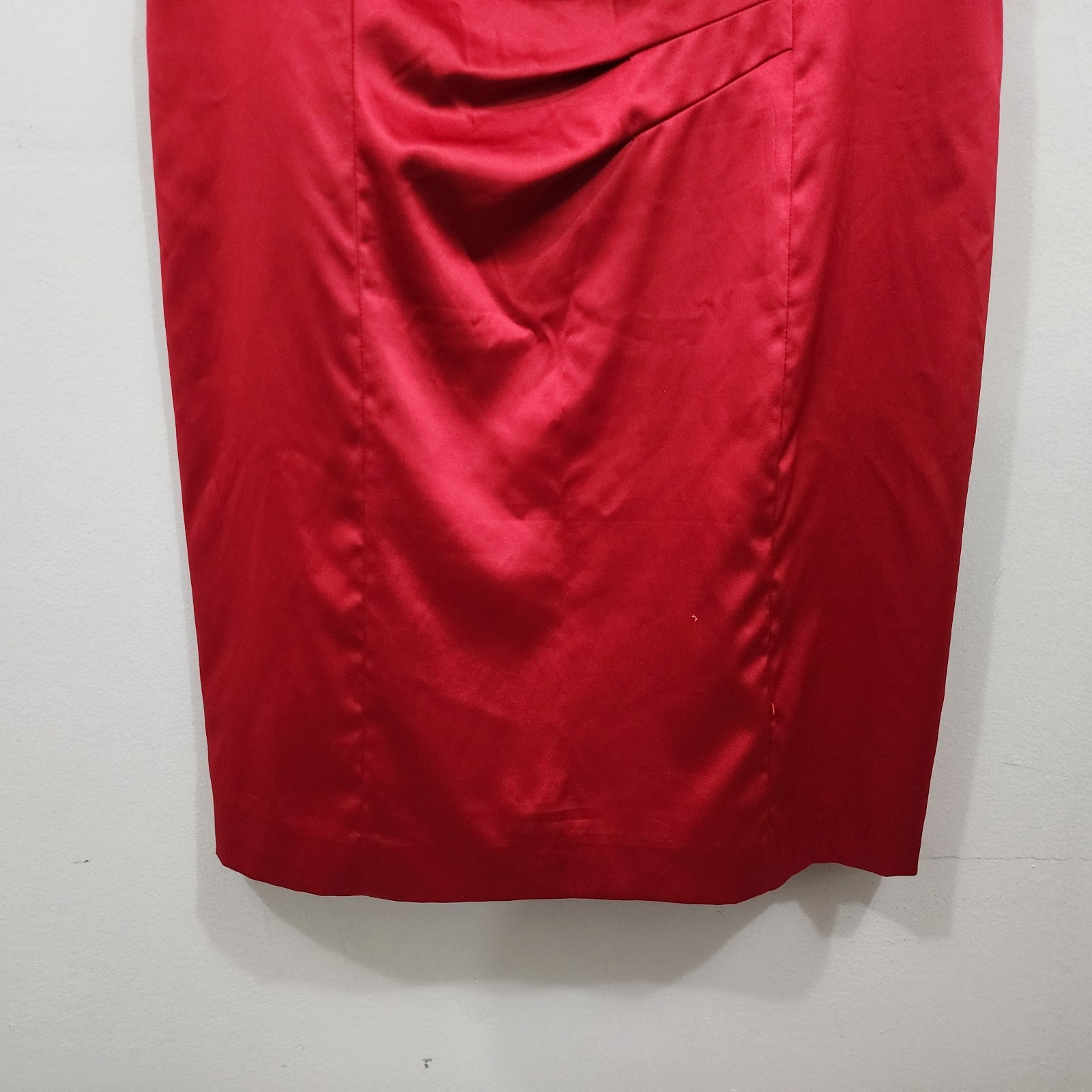 ALLEN B Allen Schwartz Red Satin Short Party Cocktail Dress Drape Back Size 16