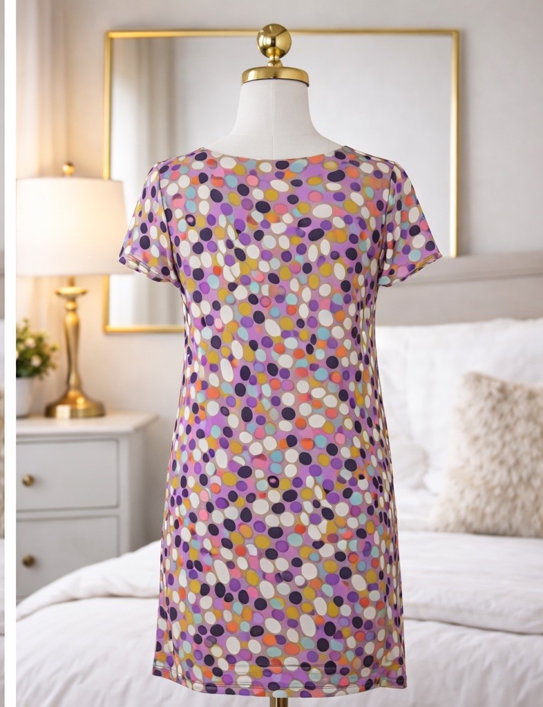 Boden Silk Blend Dress Split Neck Modern Colorful Size 6 Beaded Neckline