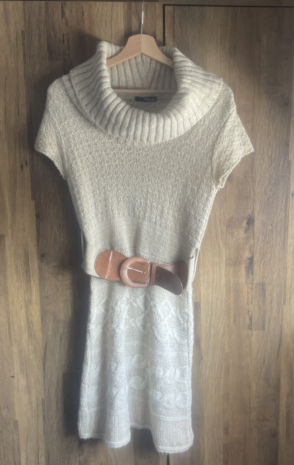 NEW Jane Norman Stone Cowl Neck Belted Knitted Dress – Size 12 NWT –Vintage Y2K
