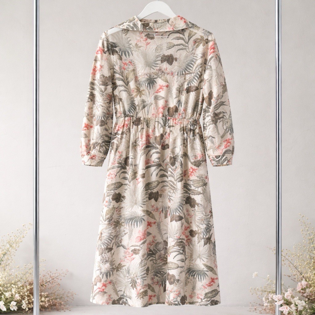 Massimo Dutti Green & Pink Floral Dress EU42, US 10