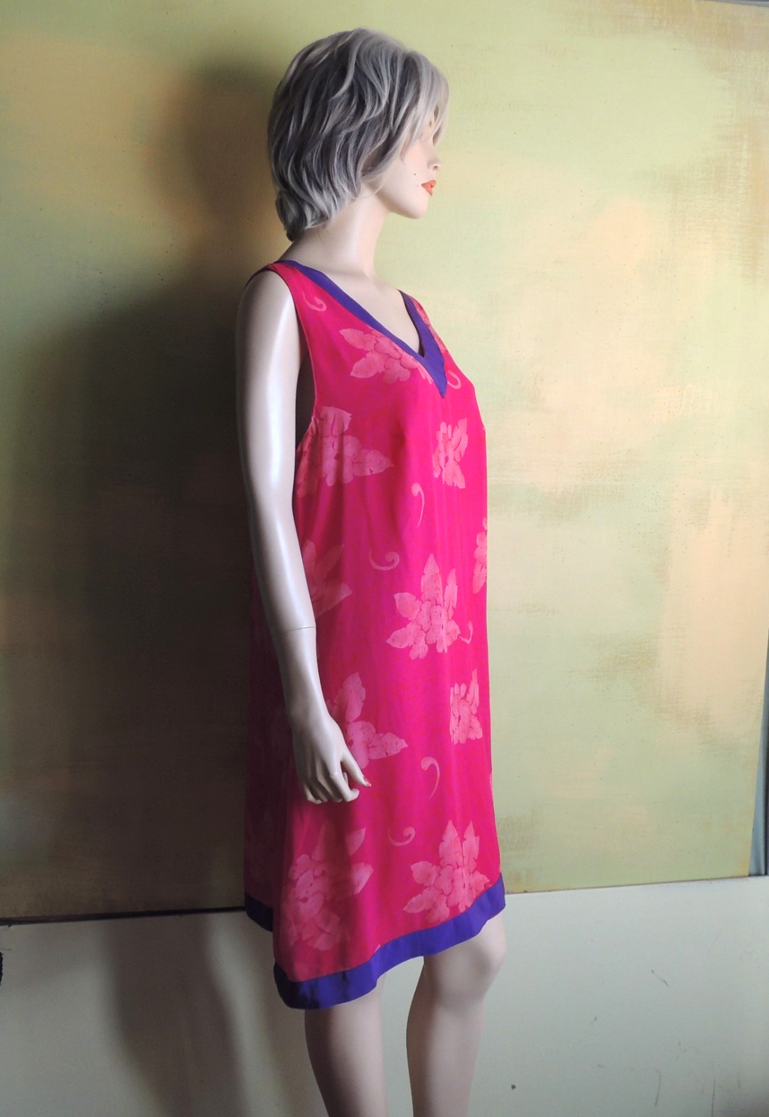 A Wild Thyme Women’s 14 Sleeveless Vintage V-Neck Lined Boho Side Slit Dress