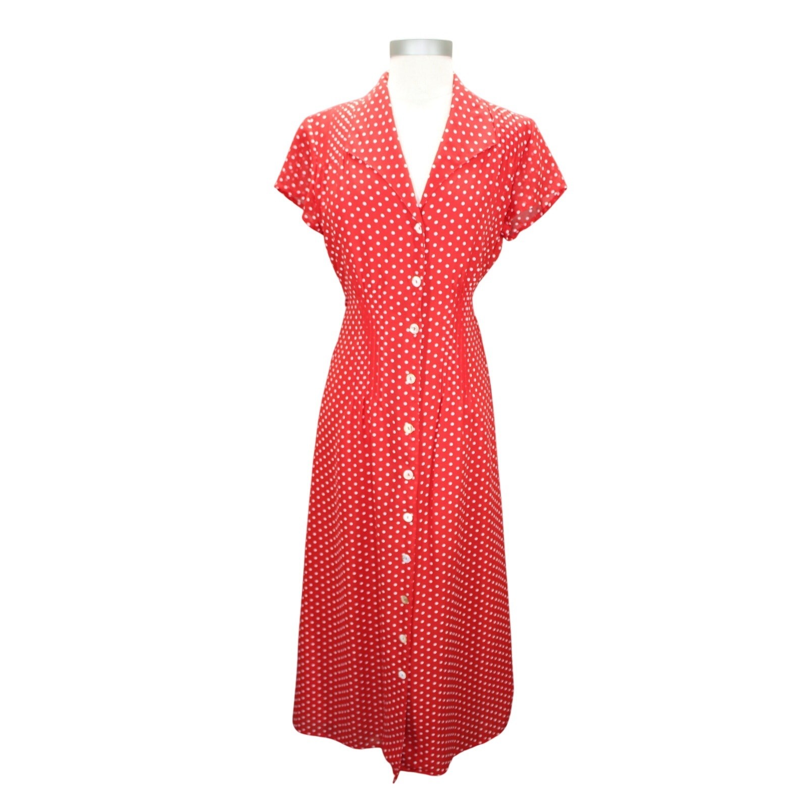 Coldwater Creek Dress Womens 8 Retro Red Polka Dot Maxi Dress Rockabily