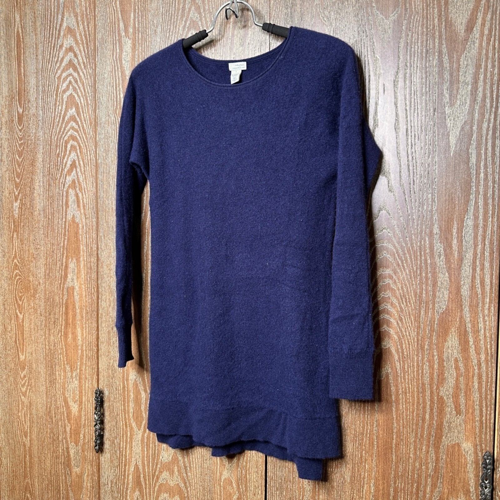 Halogen Wool Cashmere Blend Knit Sweater Dress Long Sleeve Blue Womens S Casual