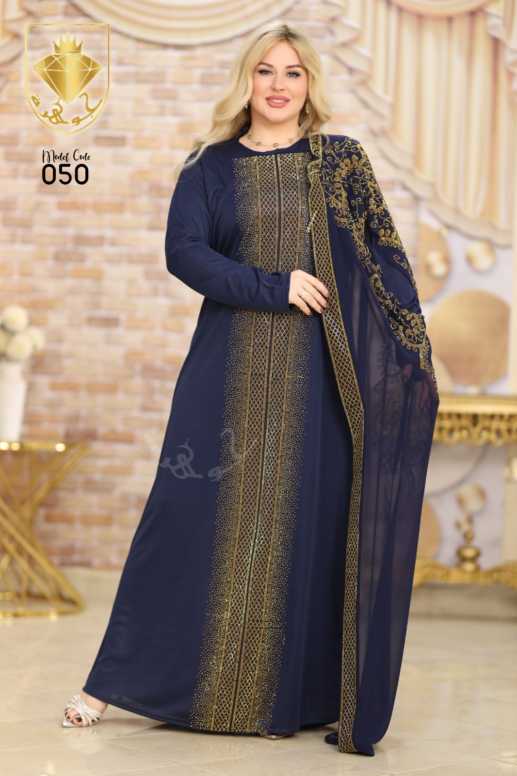 Luxury 2 Piece Chiffon Abaya Robe Set Women Modest Maxi Dress with Polyester In