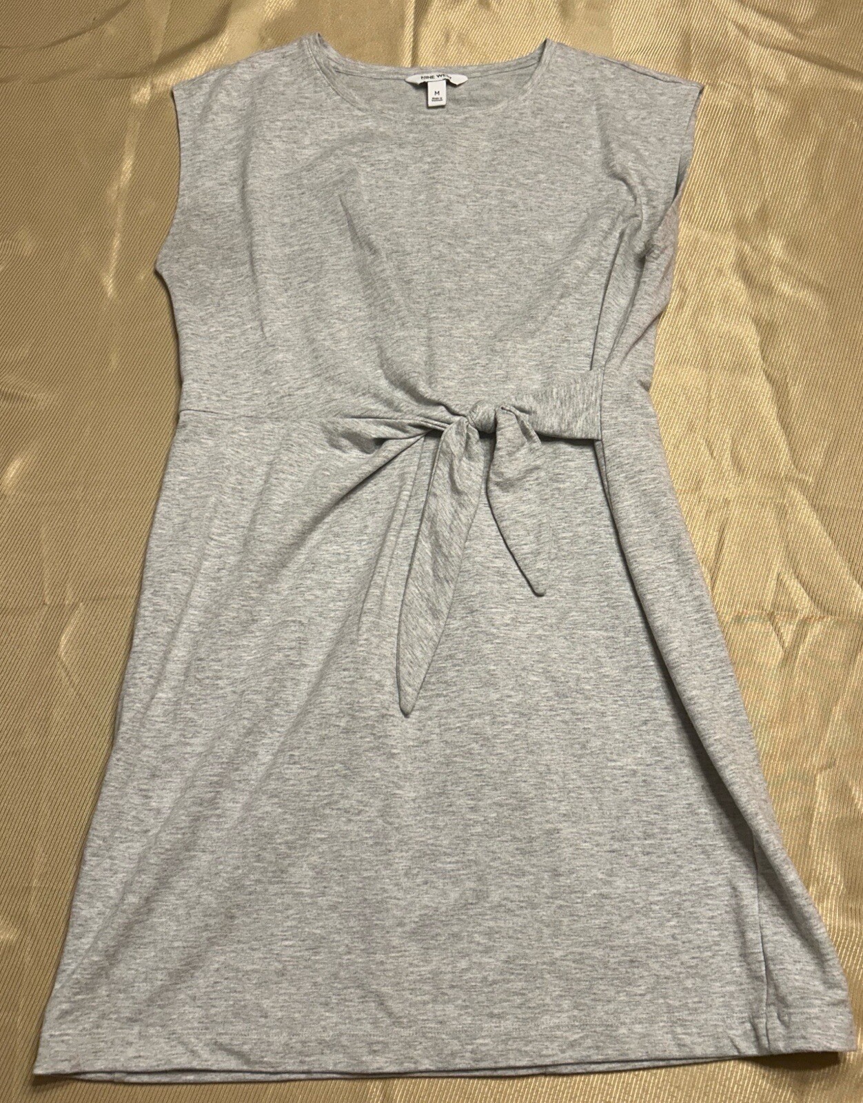 Nine West T Shirt Dress Tie Front Sleeveless Womens M Gray Jersey Cotton Blend