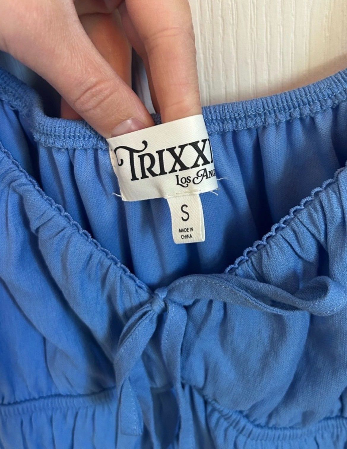 Trixxi Cornflower Blue Tie-Front Mini Dress, size S